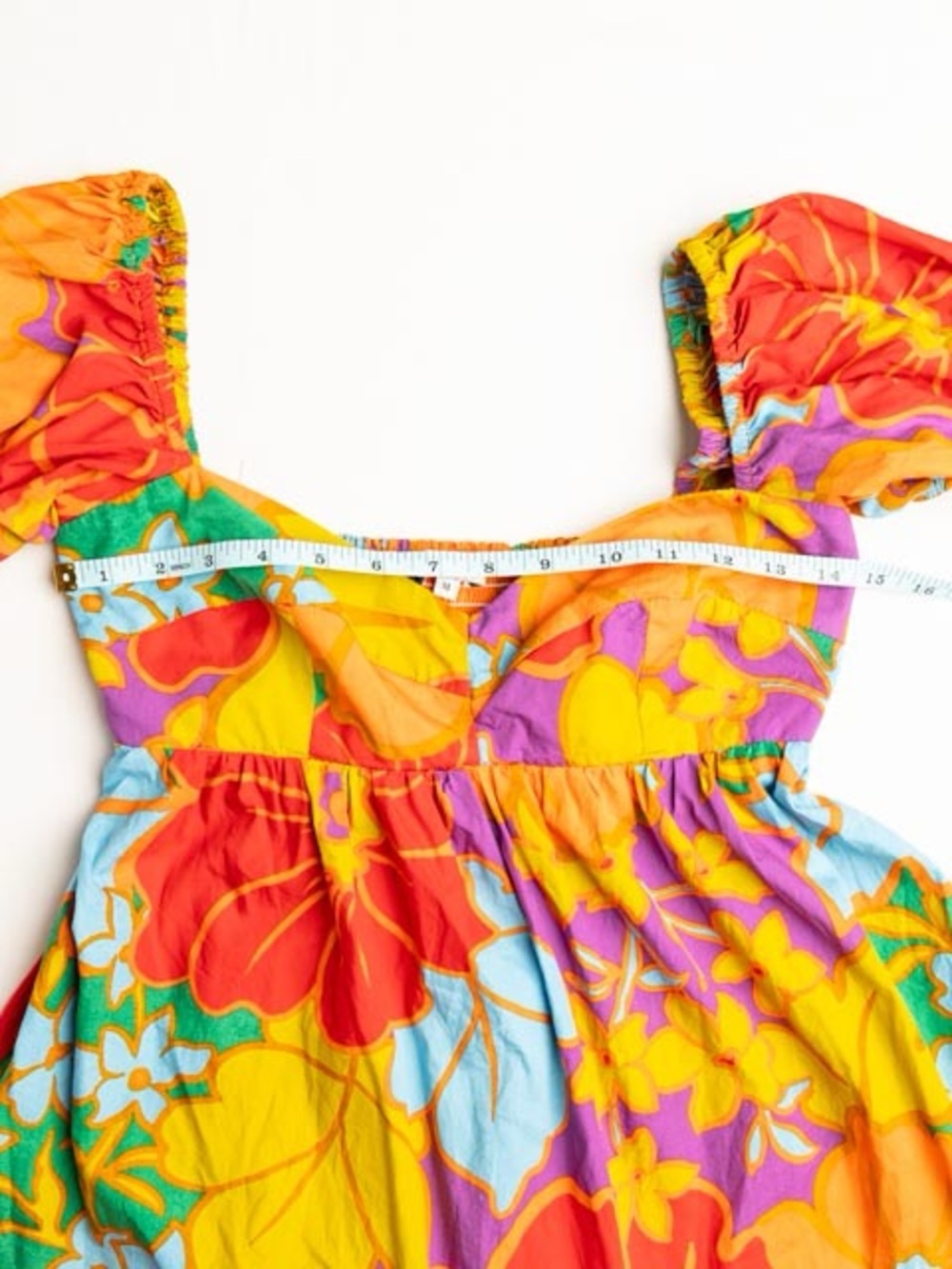 Olivaceous Hot Pink & Orange Floral Puff-Sleeve Babydoll Mini Dress - Picture 4 of 9